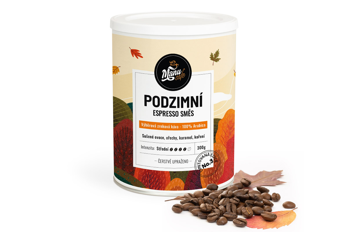 PODZIMNÍ ESPRESSO SMĚS - dárková dóza 300 g