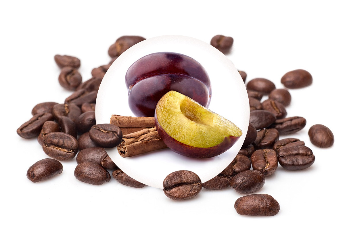 Švestka se skořicí - zrnková káva bezkofeinová, 250g