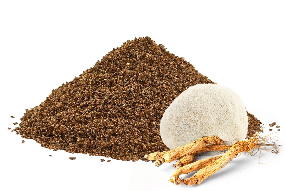 Adaptogenní bezkofeinová káva s korálovcem ježatým a ženšenem - pouze mletá, 50g